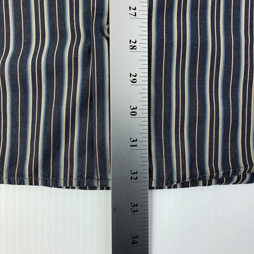 Banana Republic Men's Large Slate Blue Striped Long Sleeve Button Front Shirt